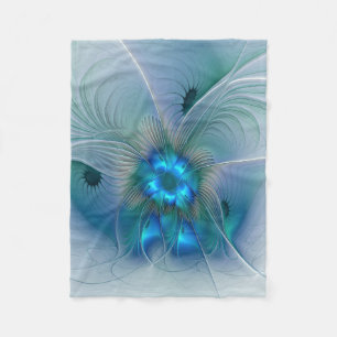Cobertor De Velo Ovações de Pé, Fractal Azul Turquesa Abstrato