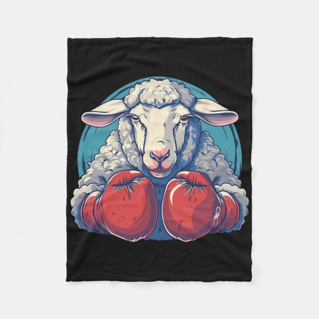 Cobertor De Velo Ovelha Boxeando Com Luvas de Boxe Kickboxing Engra (Frente)