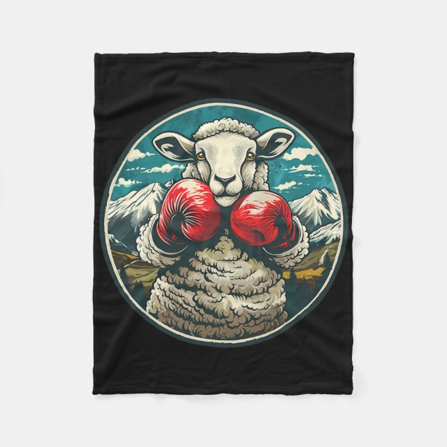 Cobertor De Velo Ovelha Boxeando Com Luvas de Boxe Kickboxing Engra (Frente)