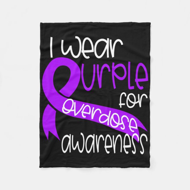 Cobertor De Velo Overdose Awareness Purple Ribbon Drug Addiction 11 (Frente)