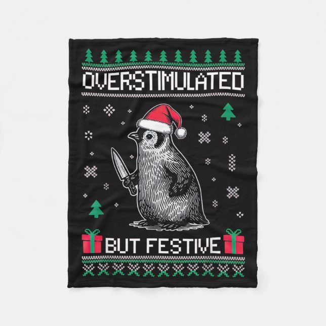 Cobertor De Velo Overstimulated But Festive Christmas Ugly Penguin  (Frente)