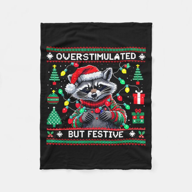 Cobertor De Velo Overstimulated But Festive Raccoon Christmas  (Frente)