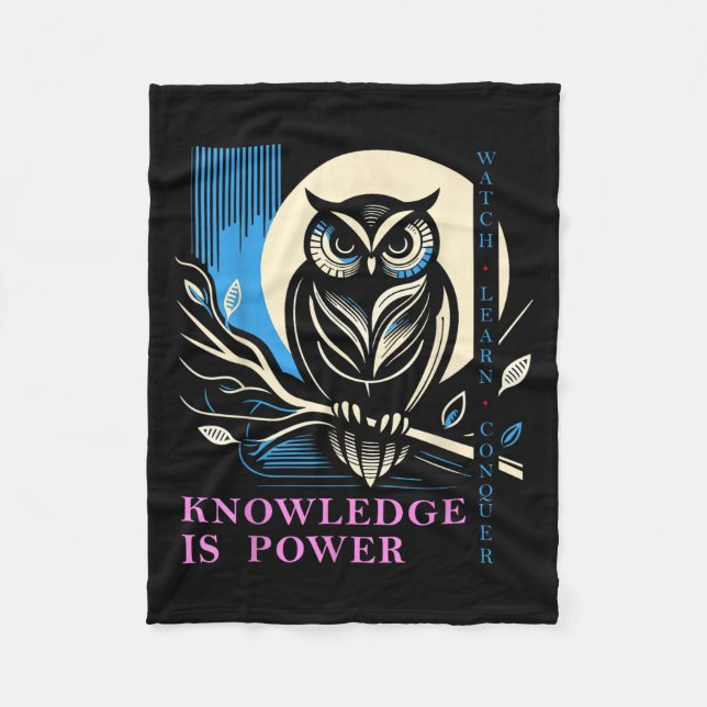 Cobertor De Velo Owl - Knowledge Is Wer - Wisdom Owl Design  (Frente)