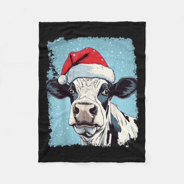 Cobertor De Velo P Art Colorful Cow Christmas  (Frente)
