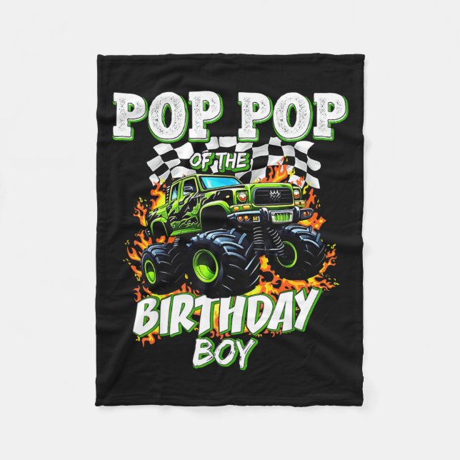 Cobertor De Velo P P Of The Birthday Boy Monster Truck Birthday Kid (Frente)