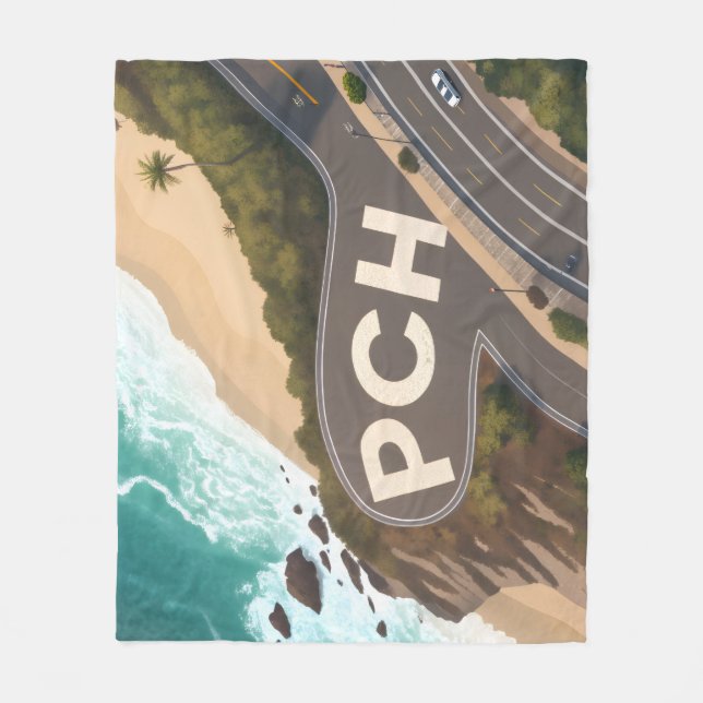 Cobertor De Velo Pacific Coast Highway Aerial Travel Art (Frente)