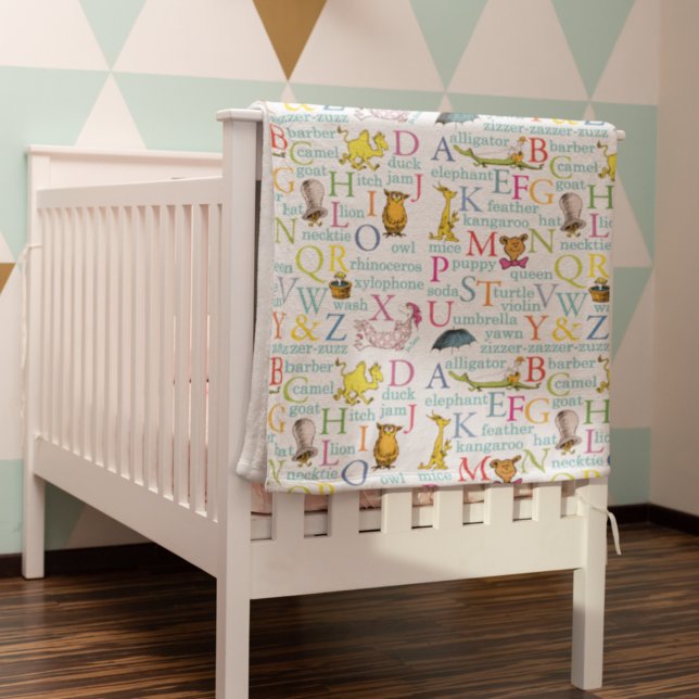 Cobertor De Velo Padrão ABC do Dr. Seuss com palavras (Criador carregado)