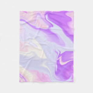 Cobertor De Velo Padrão Abstrato de Aquarela Azul Roxo Branco