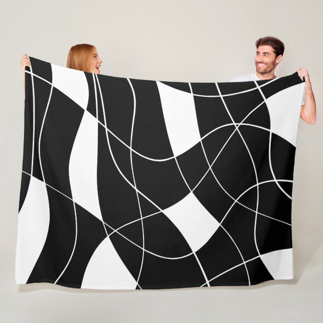 Cobertor De Velo padrão abstrato preto e branco moderno (In Situ)