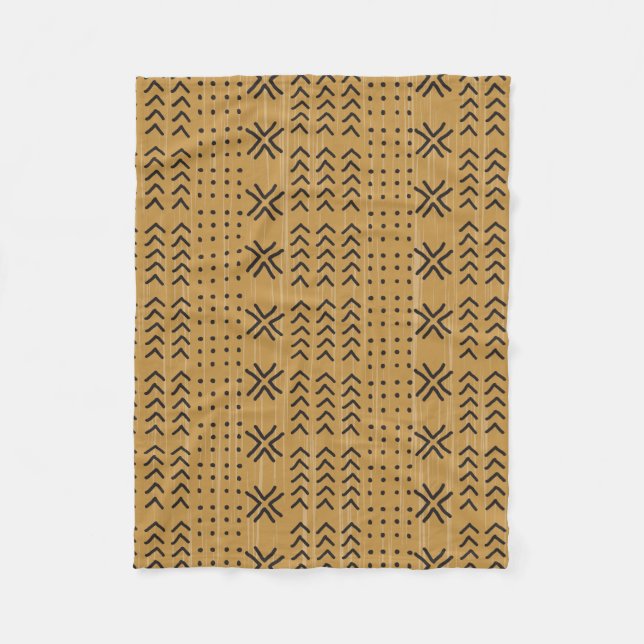 Cobertor De Velo Padrão Africano de Mudcloth Castanho Moderno (Frente)
