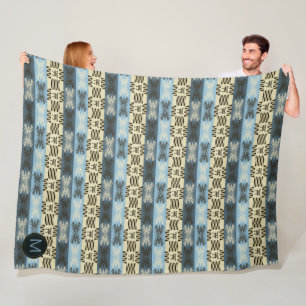 Cobertor De Velo padrão africano tribal étnico.monograma. fleece bl