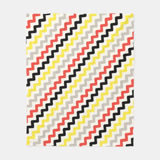 Cobertor De Velo Padrão Africano Zigzag Diagonal Amarelo Negro (Frente)