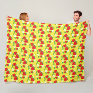 Cobertor De Velo Padrão Amarelo de Morango e Flor