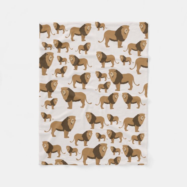 Cobertor De Velo Padrão Animal do Leão Selvagem (Frente)