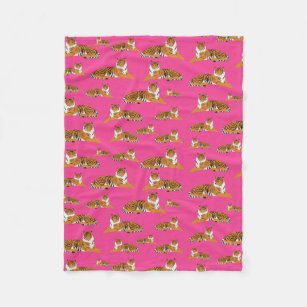 Cobertor De Velo Padrão Animal do Tigre Laranja Cor-de-rosa