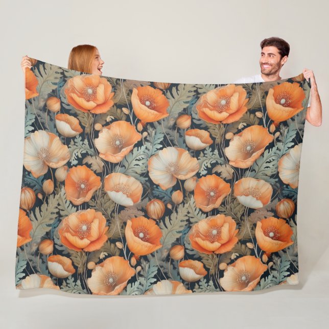 Cobertor De Velo Padrão antigo de papoilas (In Situ)
