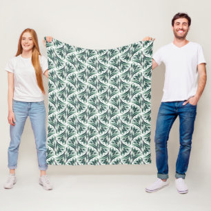 Cobertor De Velo Padrão Art Déco Elegante com Folhagem Verde