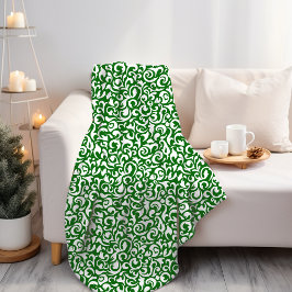 Cobertor De Velo Padrão Artístico Floral Damasco Verde Escuro Chic