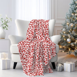 Cobertor De Velo Padrão Artístico Floral Damasco Vermelho Escuro Ch
