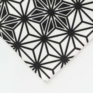 Cobertor De Velo Padrão Asanoha japonês - branco e preto