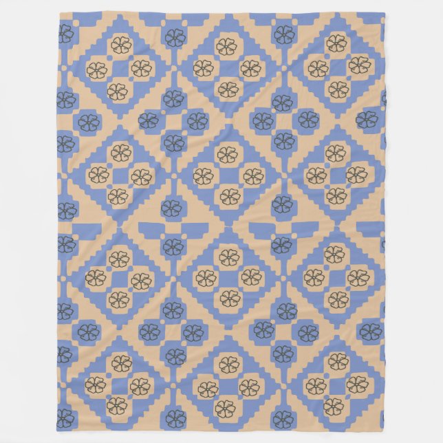 Cobertor De Velo Padrão Azul e creme (Frente)