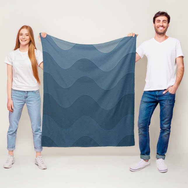 Cobertor De Velo Padrão Azul Inspirado em Ondas (In Situ)
