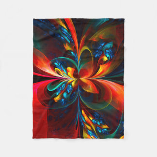 Cobertor De Velo Padrão Azul Laranja-Abstrato Floral Moderno #14
