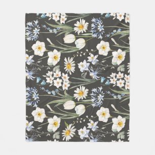 Cobertor De Velo Padrão botânico de aquarela, primavera floral.