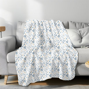 Cobertor De Velo Padrão Botânico em Aquarela Azul Elegante