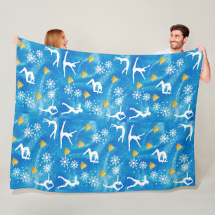 Cobertor De Velo Padrão Branco Azul Sparkle de Natal da ginástica