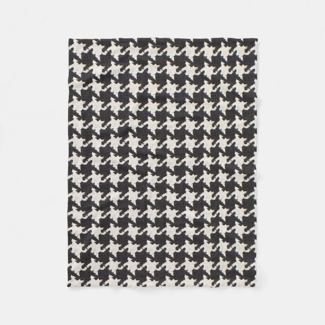 Cobertor De Velo Padrão Branco preto-houndstooth (Frente)