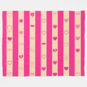 Cobertor De Velo Padrão cardíaco moderno de Stripes Rosa Quentes