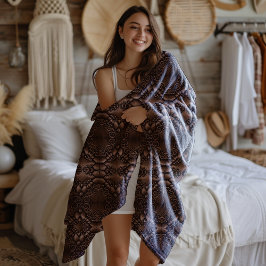 Cobertor De Velo Padrão Castanho-Leather Faux Barroco