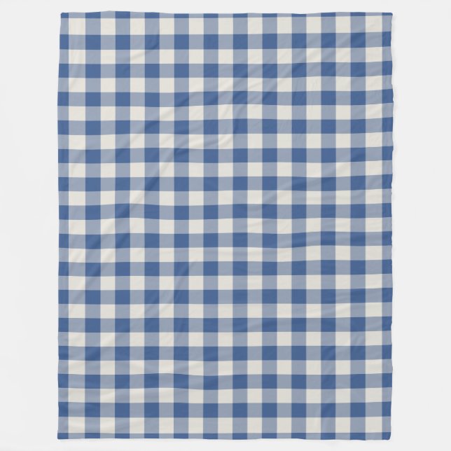 Cobertor De Velo Padrão Clássico de Verificação de Gingham Azul (Frente)