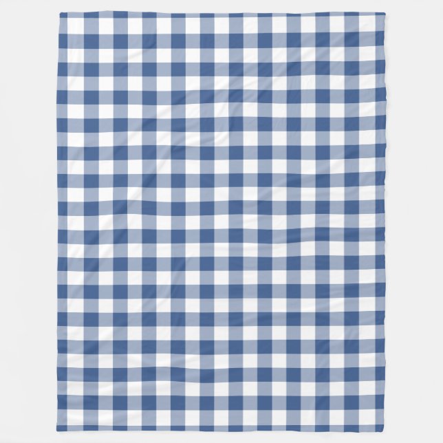 Cobertor De Velo Padrão Clássico de Verificação de Gingham Azul (Frente)