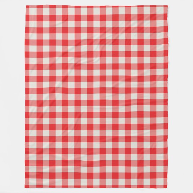Cobertor De Velo Padrão Clássico de Verificação de Gingham Vermelho (Frente)