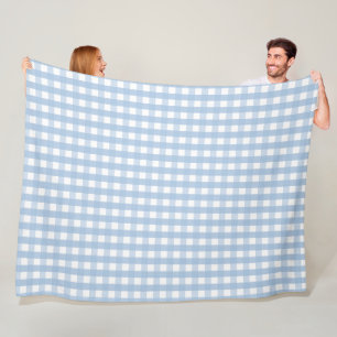 Cobertor De Velo Padrão Clássico de Xadrez Azul e Branco