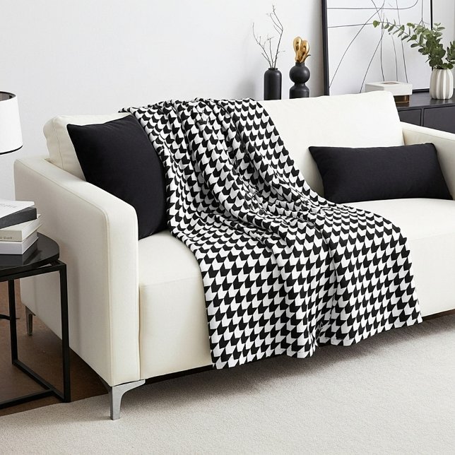 Cobertor De Velo Padrão clássico xadrez houndstooth preto (Criador carregado)