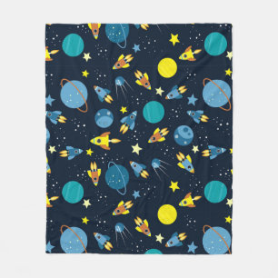 Cobertor De Velo Padrão Colorido com Tema Espacial