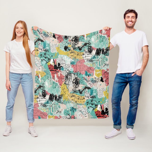 Cobertor De Velo Padrão Colorido de Grafite Urbano (2) (In Situ)