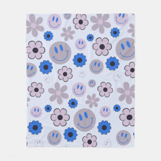 Cobertor De Velo Padrão Colorido de rosto de sorriso de flor de Gro