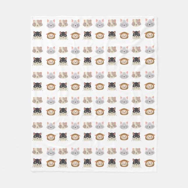 Cobertor De Velo Padrão com Cabeças de Gato Fofo (Frente)