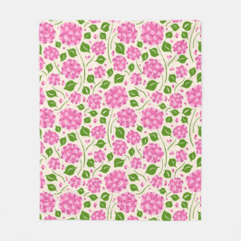 Cobertor De Velo Padrão com hidrangas cor-de-rosa e folhas verdes