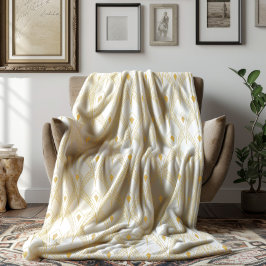 Cobertor De Velo Padrão contínuo art-déco dourado e branco 3