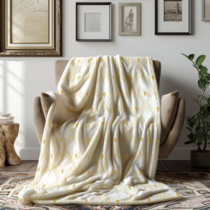 Cobertor De Velo Padrão contínuo art-déco dourado e branco 3