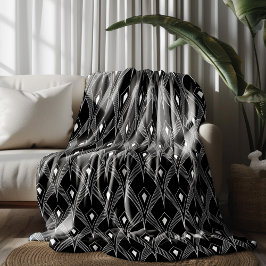 Cobertor De Velo Padrão contínuo art-déco preto e branco