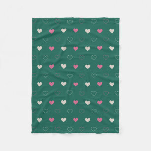 Cobertor De Velo Padrão contínuo de coração rosa e verde Fofo Minim