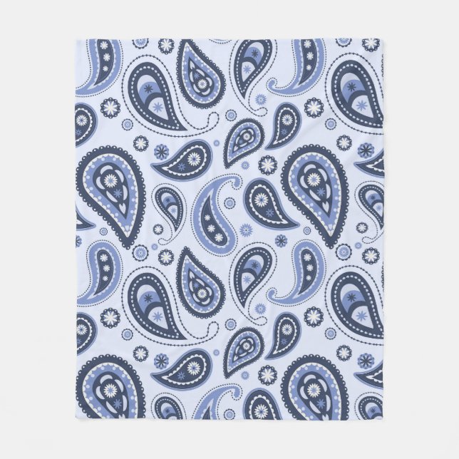 Cobertor De Velo Padrão contínuo em azul paisley (Frente)