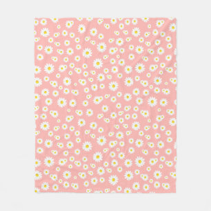 Cobertor De Velo Padrão Coral Pink Boho Primavera Daisies