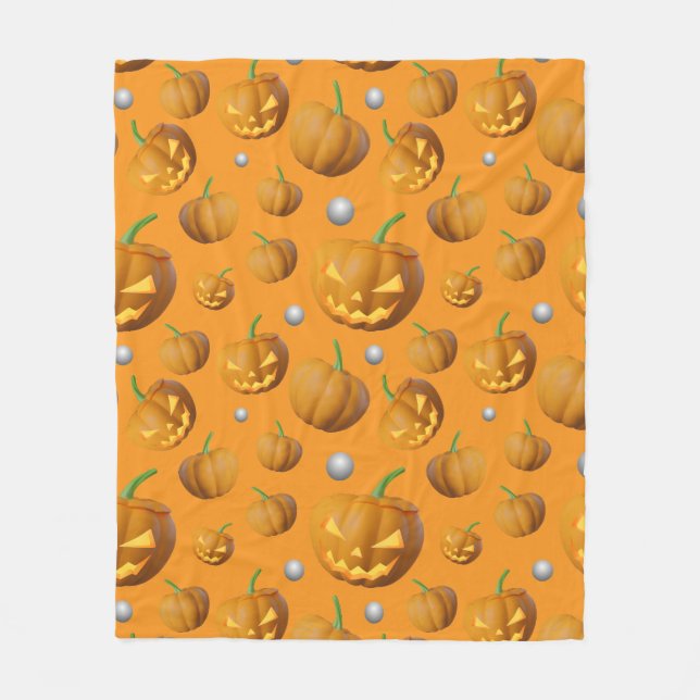 Cobertor De Velo Padrão Cozy 3D Jack O'Lantern & Pumpkin (Frente)